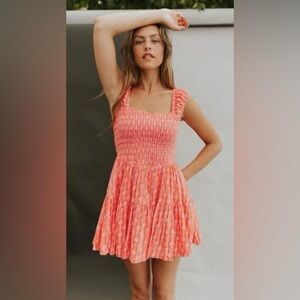 Free people Smocked pink Mini Dress
